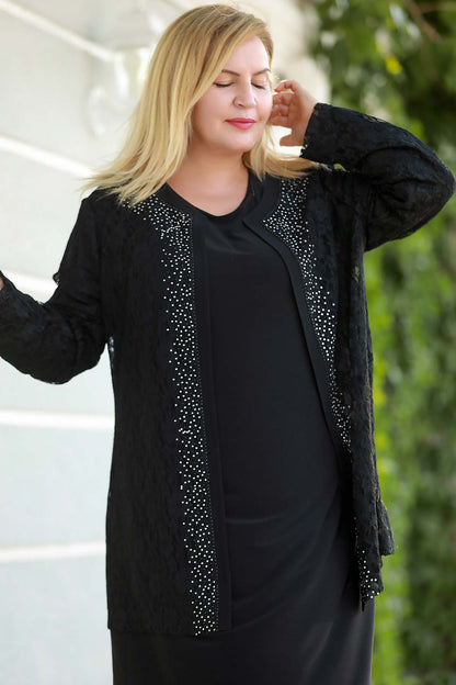 Langes Maxikleid Sommerkleid für große Größen - NTKM0408D0465SYH