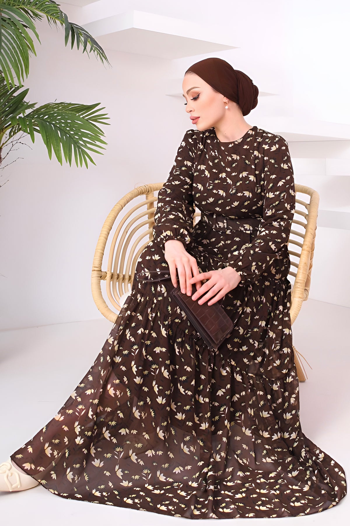 Lange jurk chiffon jurk hijab voor dames - NELB0007D4515DS8