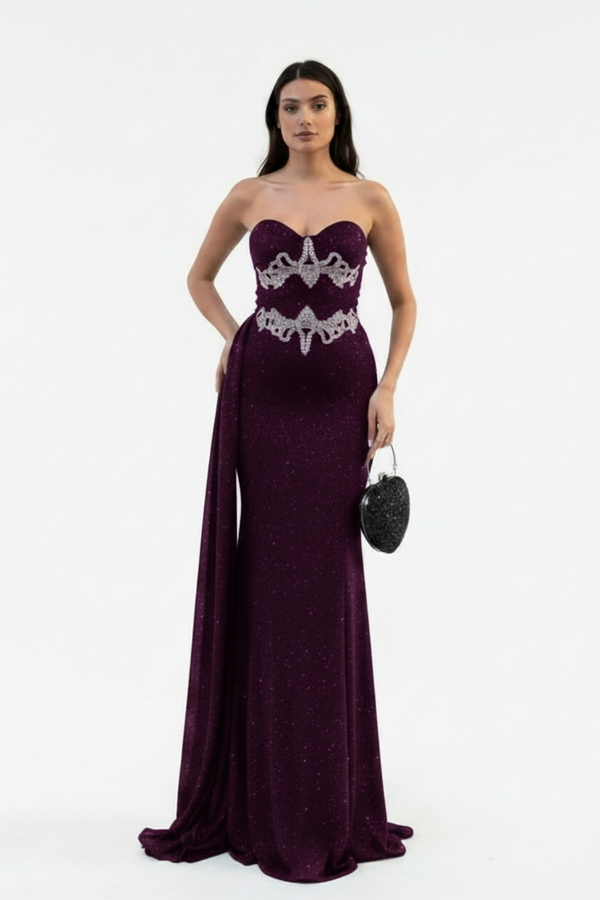 Purple Stone - Embellished Mermaid Gown