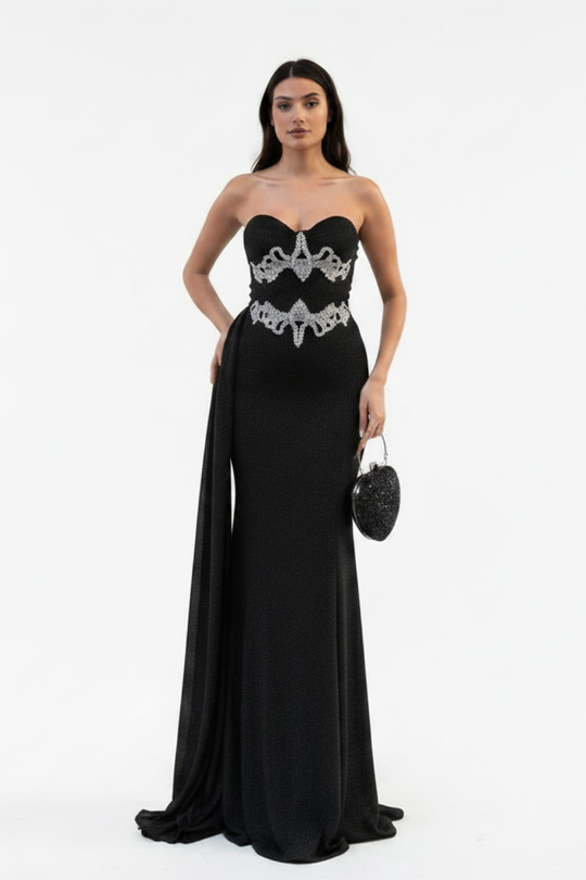 Black Strapless Mermaid Evening Dress