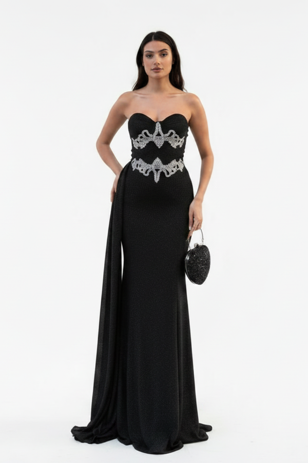 Black Strapless Mermaid Evening Dress