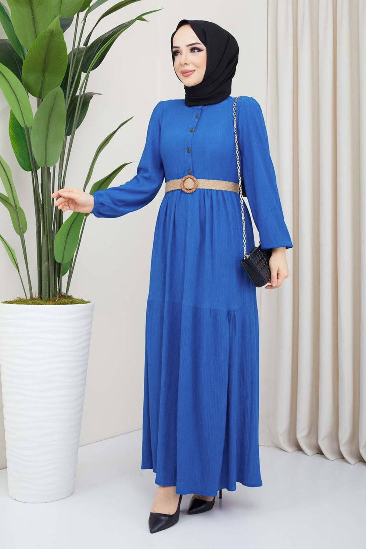 Lange jurk Abaya hijabjurk dames - NELB0007D0051İND