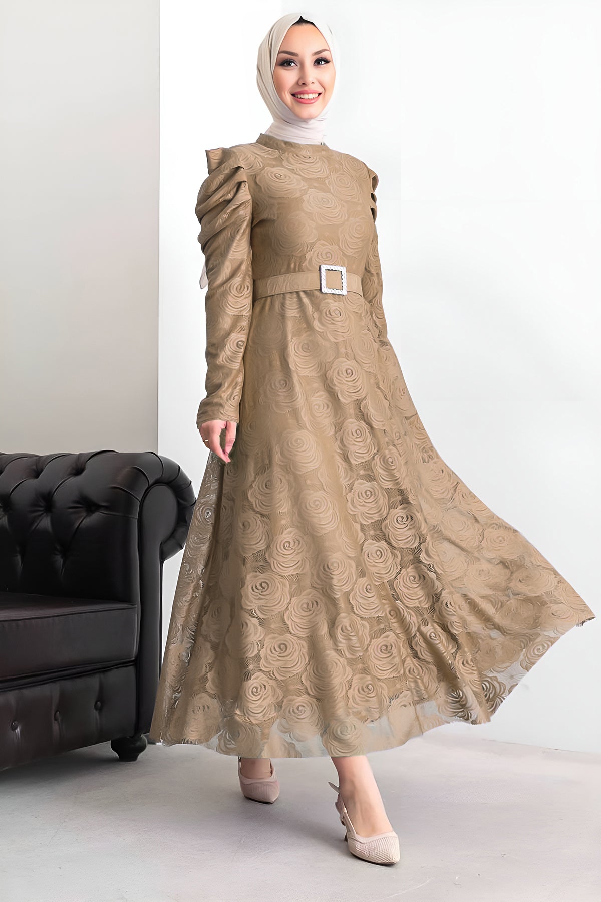 Long Dresses Abaya Hijab Dress Women - NELB0007D4645BEJ