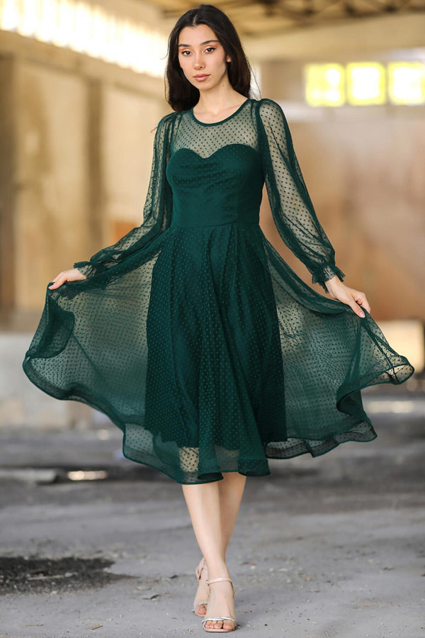 Smaragd Midi - Abendkleid