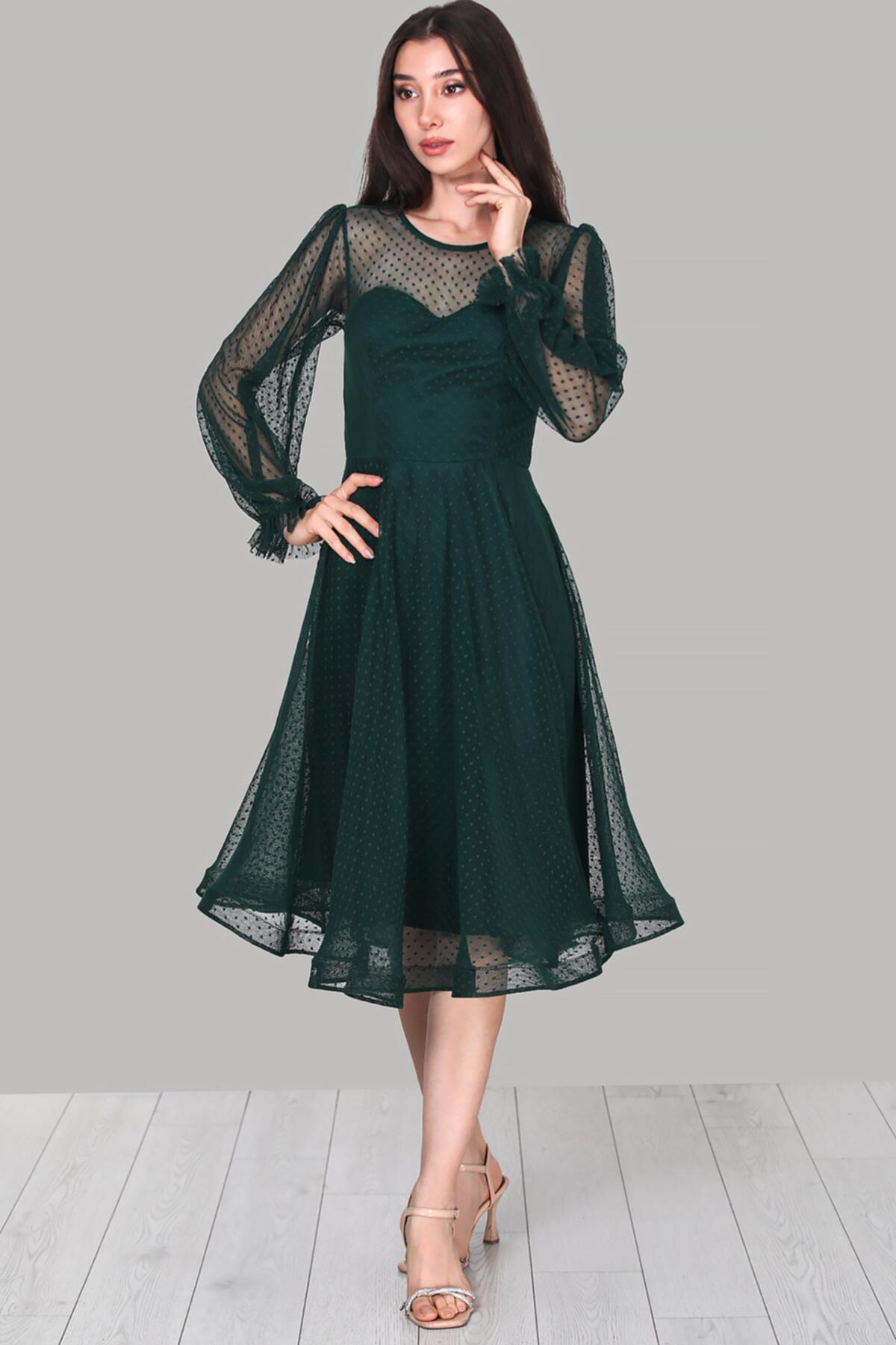 Smaragd Midi - Abendkleid
