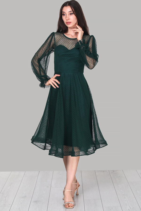 Smaragd Midi - Abendkleid