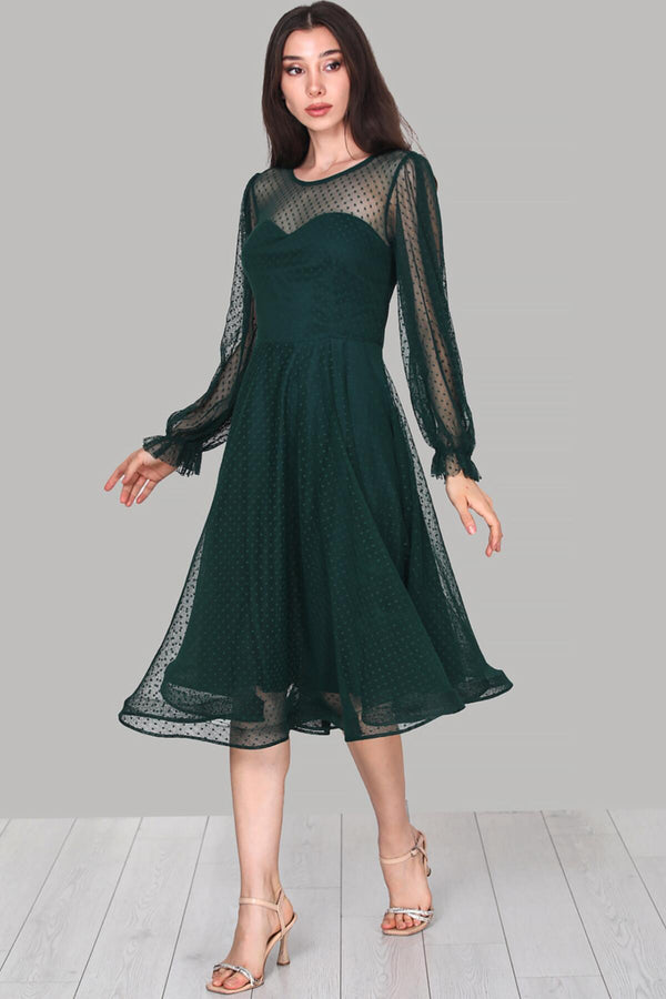 Smaragd Midi - Abendkleid