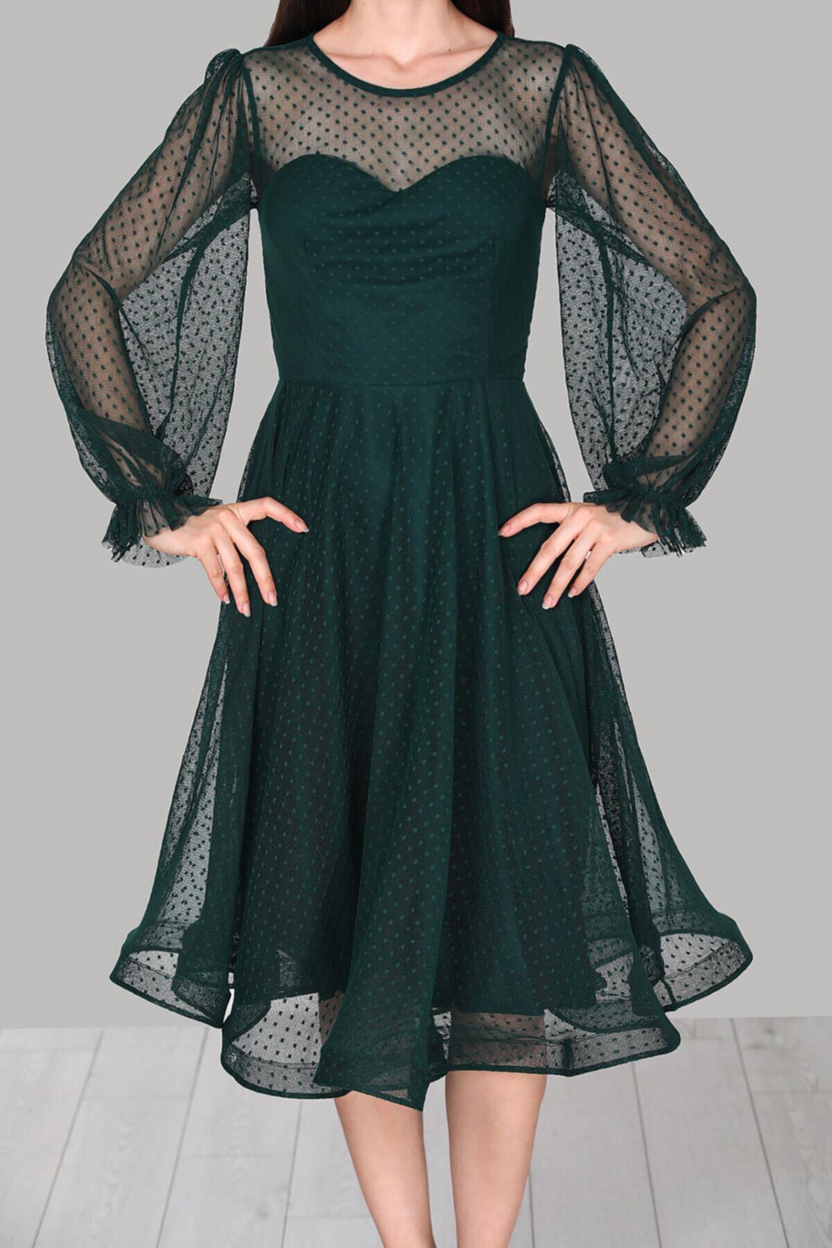 Smaragd Midi - Abendkleid