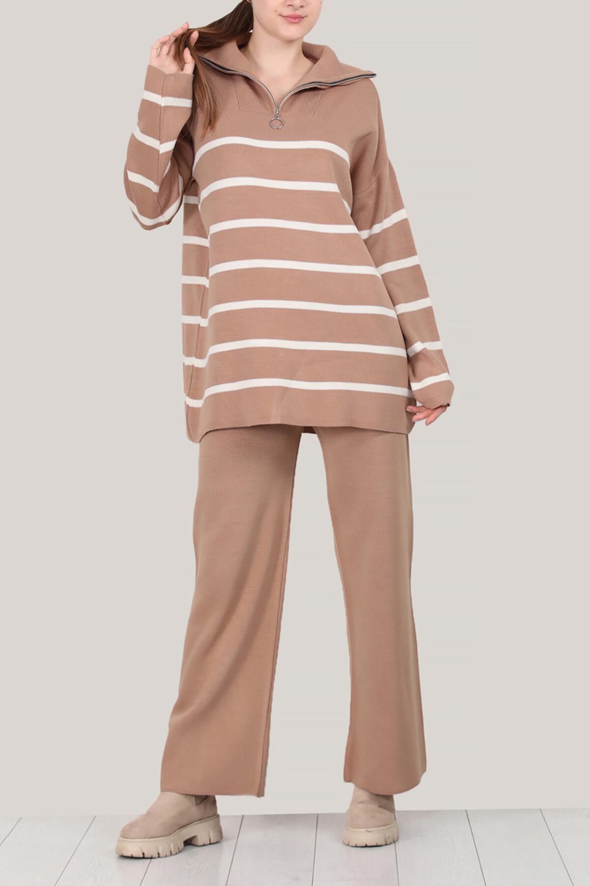 Knitted two-piece in beige one size - NTKM0007K3376VZN