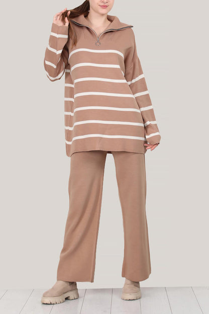 Knitted two-piece in beige one size - NTKM0007K3376VZN