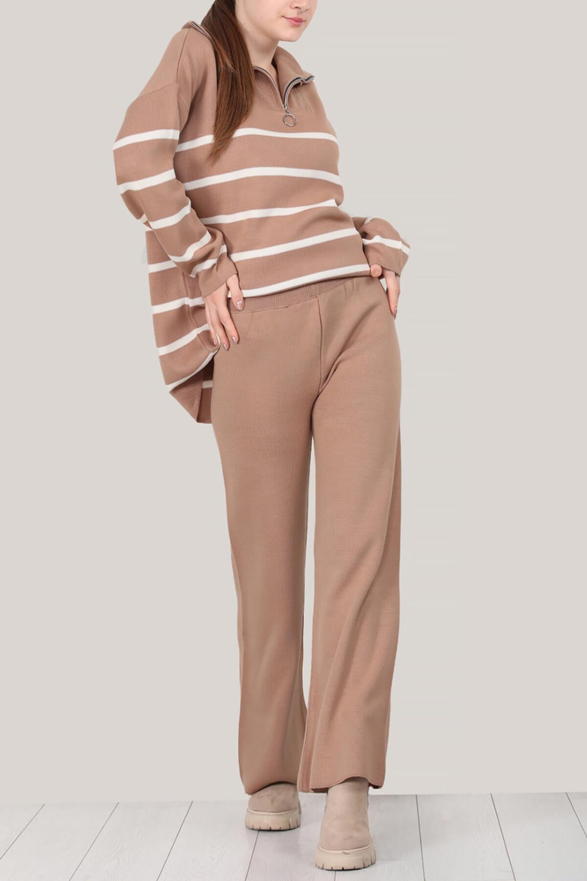 Knitted two-piece in beige one size - NTKM0007K3376VZN