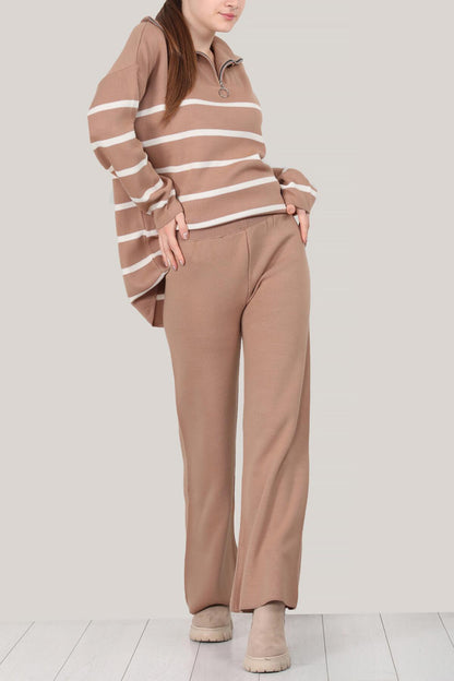 Knitted two-piece in beige one size - NTKM0007K3376VZN