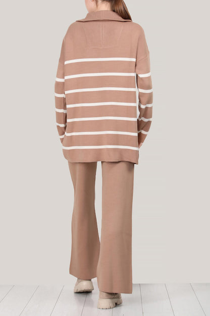 Knitted two-piece in beige one size - NTKM0007K3376VZN