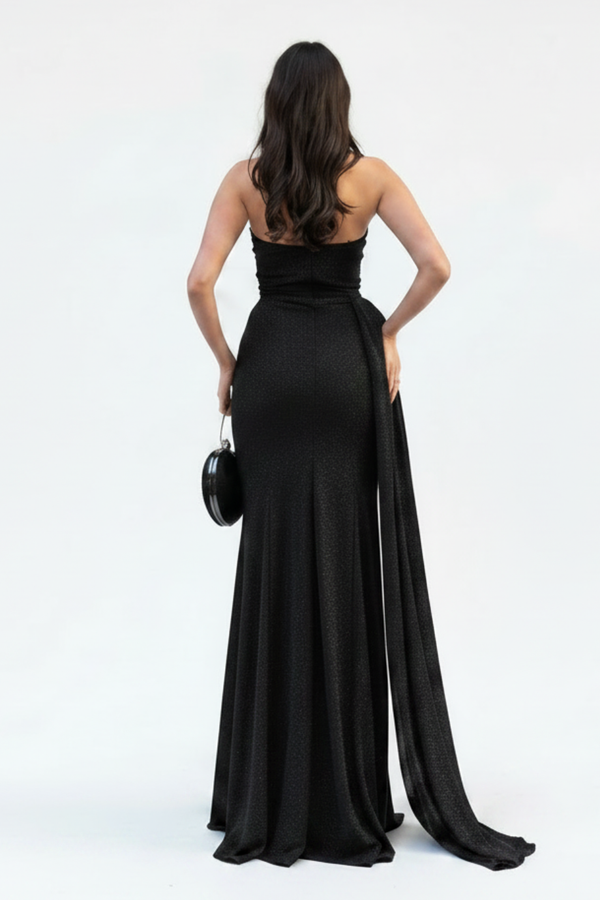 Black Strapless Mermaid Evening Dress