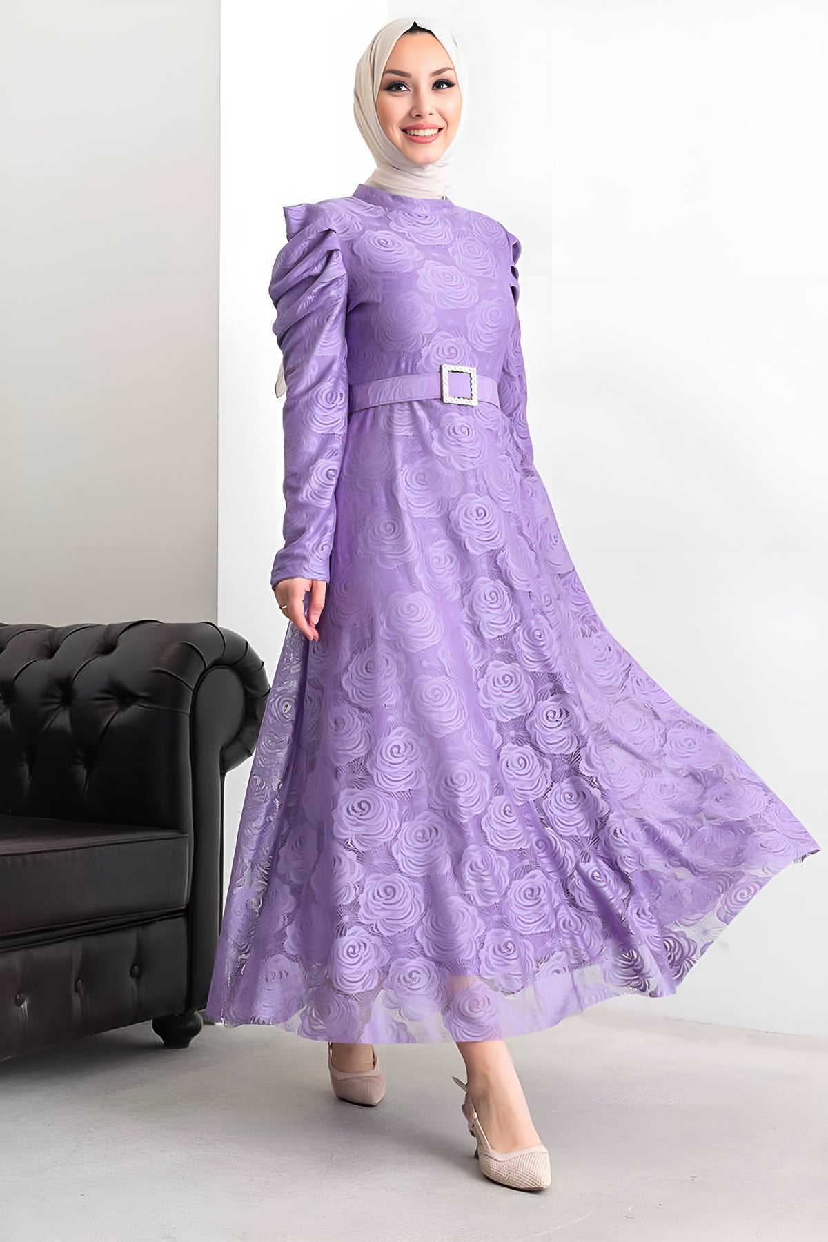 Langes Kleider Abaya Hijab Kleid Damen- NELB0007D4645LİL