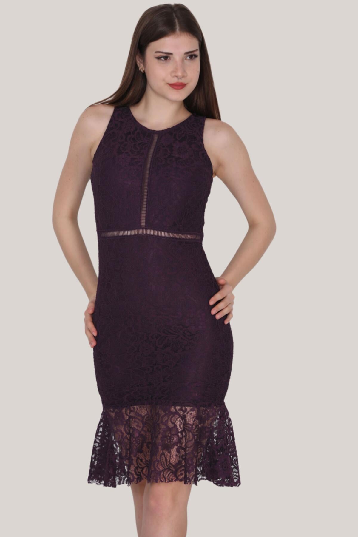 Kadın Kısa Abiye Elbise  Mor