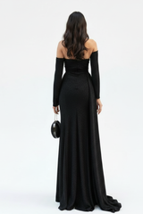 Robe De Soirée Noire Sans Bretelles, Coupe Sirène