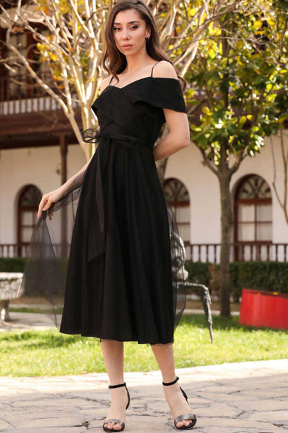 Midi Evening Dress — Black