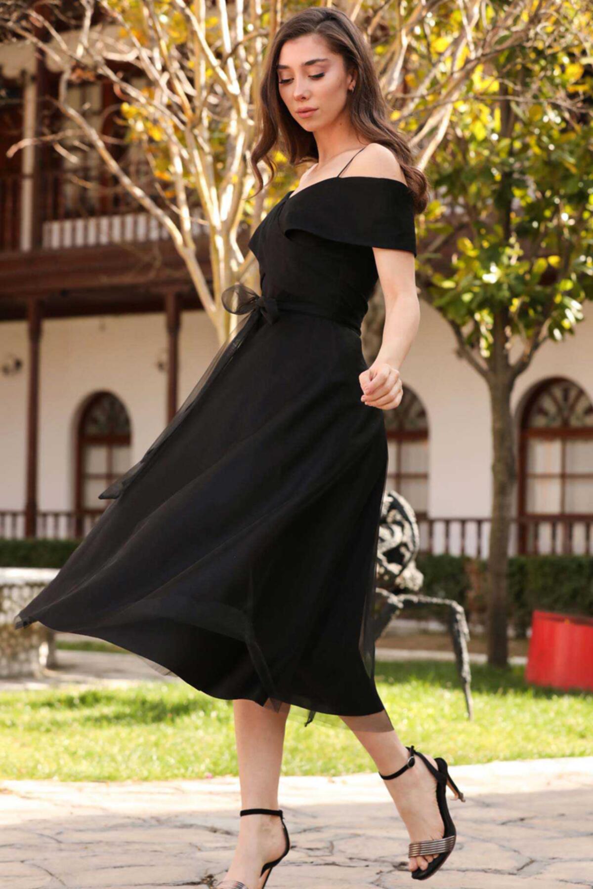 Midi Evening Dress — Black