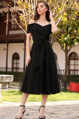 Robe Midi De Soirée — Noire