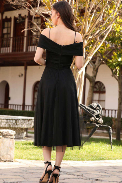 Midi Evening Dress — Black