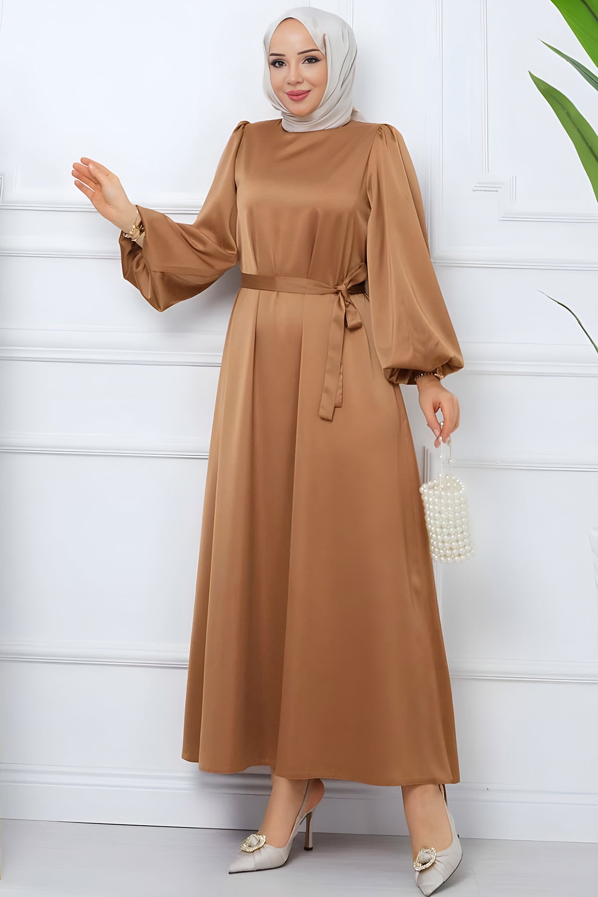 Langes Kleider Abaya Hijab Kleid Damen - NELB0007D4772BEJ
