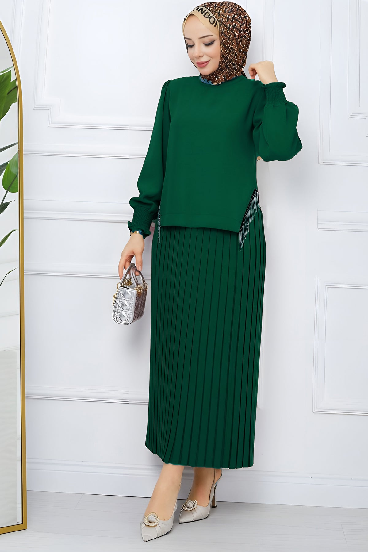 Zweiteiler Rock und Pullover Hijab Kleid Damen - NTKM0007D4797ZMT