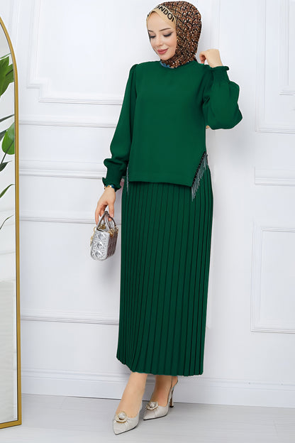 Zweiteiler Rock und Pullover Hijab Kleid Damen - NTKM0007D4797ZMT