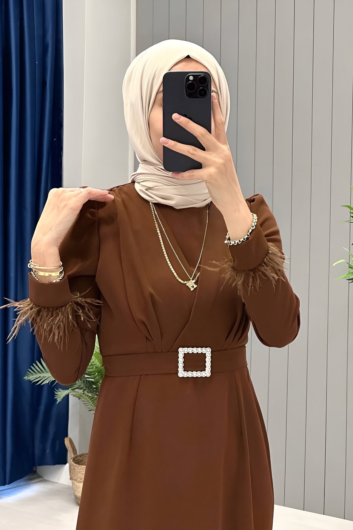 Langes Kleider Abaya Hijab Kleid Damen  - NELB0007D4671KHV