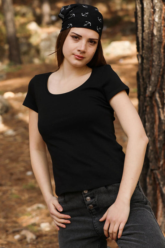 Kurzarmbluse, Schwarz