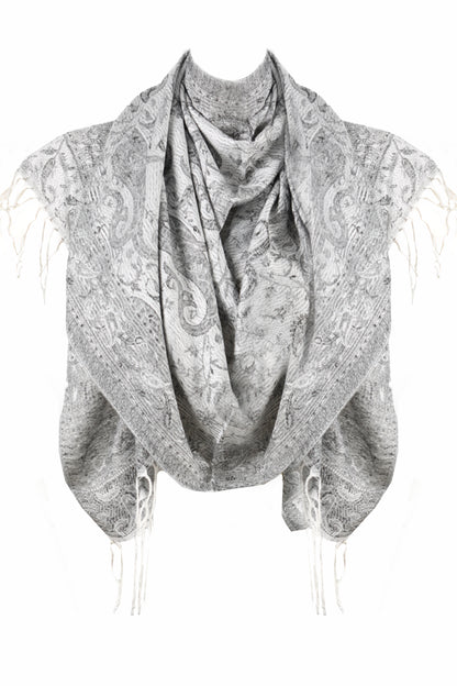 SJAALS DAMEN - ZİJDE BLEND -LANGE SJAAL - GRİJS - NŞAL0501D1000GRİ