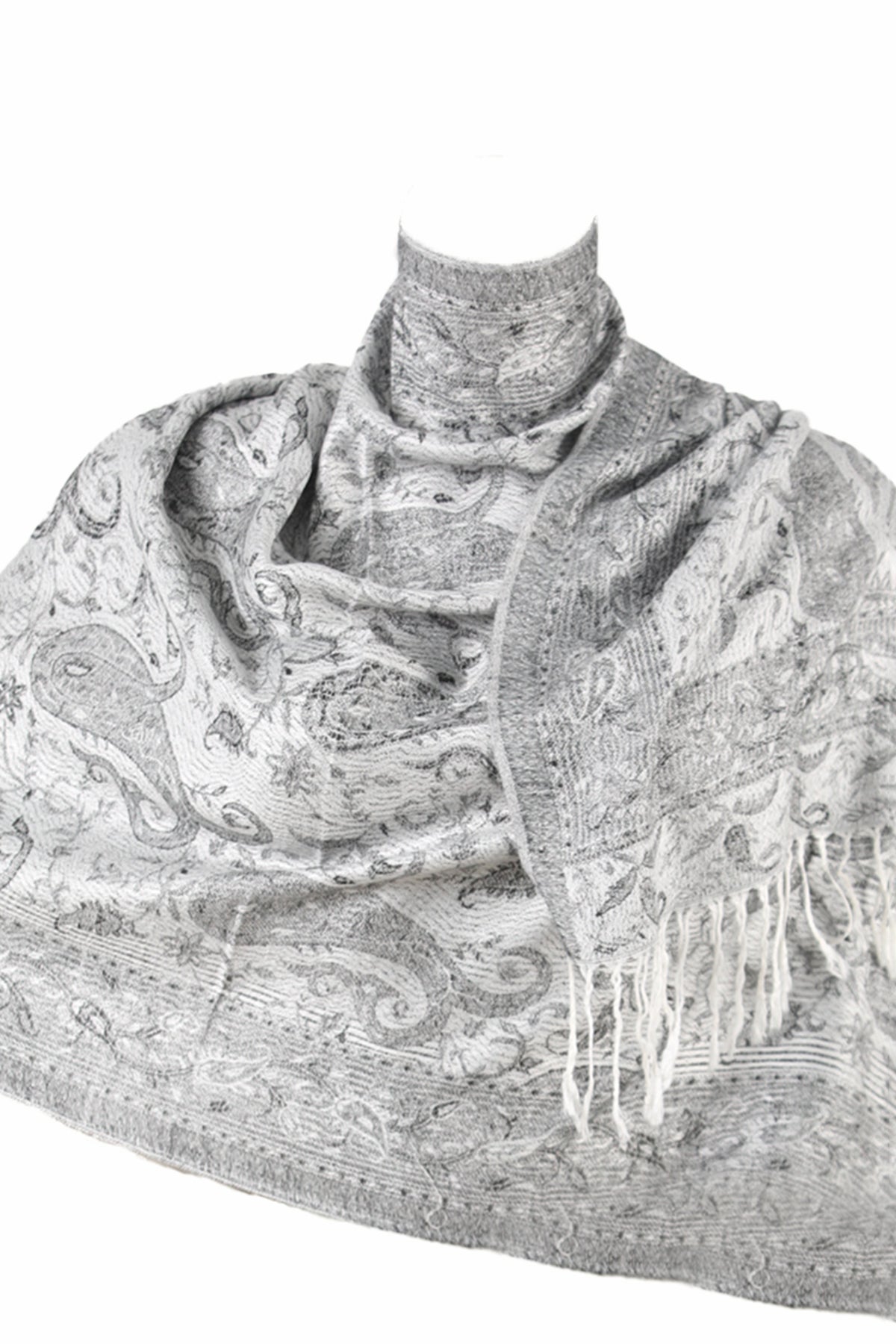 SJAALS DAMEN - ZİJDE BLEND -LANGE SJAAL - GRİJS - NŞAL0501D1000GRİ