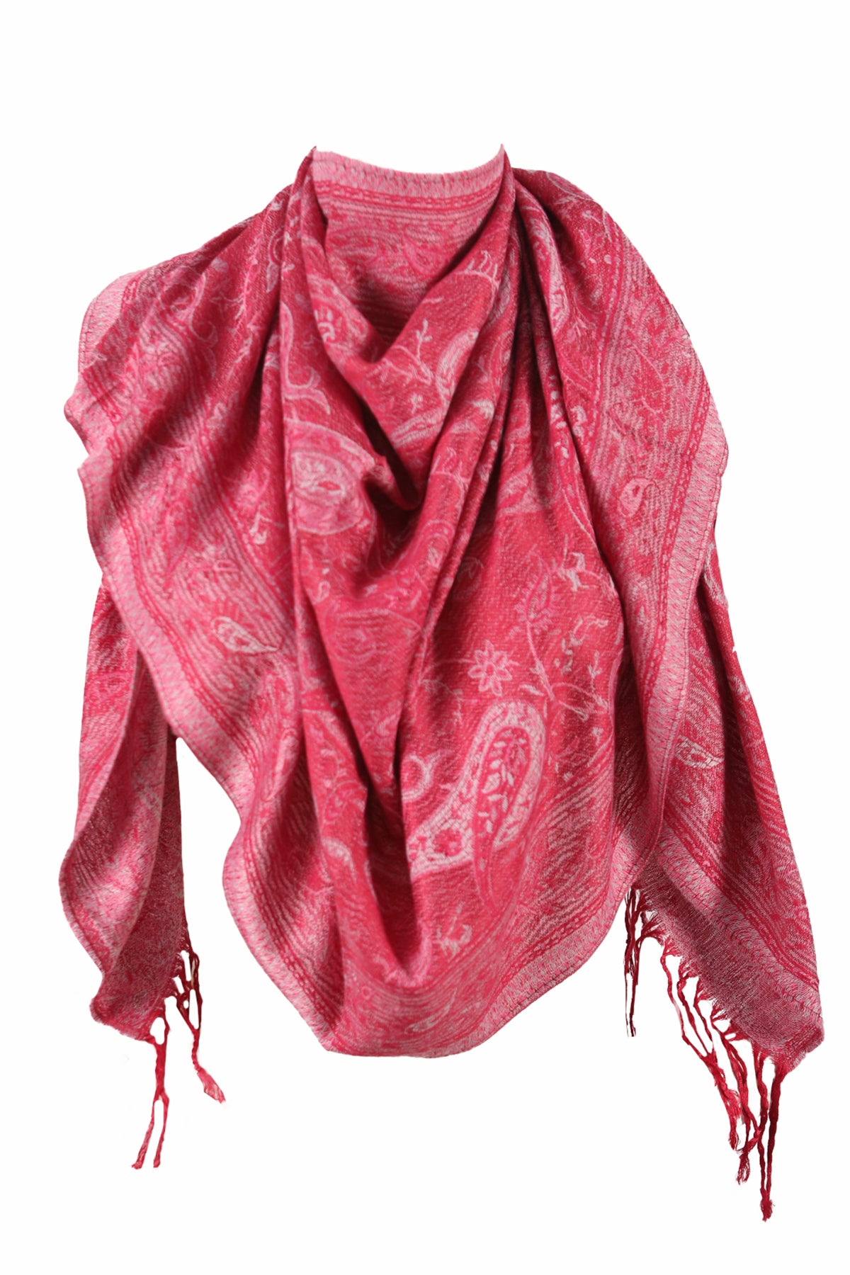 SJAALS DAMEN - ZİJDE BLEND -LANGE SJAAL - ROOD - NŞAL0501D1000KRZ