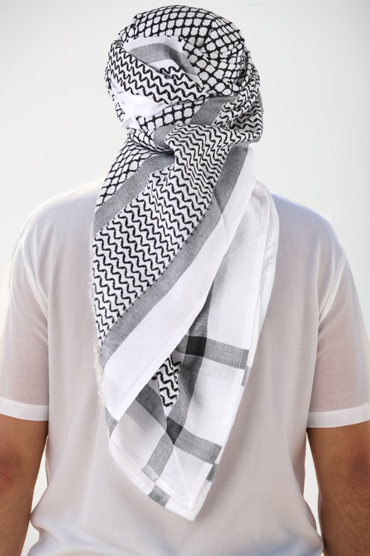 KEFFİYEH -ARABISCHER PALÄSTINENSISCHER SCHAL -ARAFAT SCHAL - PLO SCHAL -WÜSTE SCHAL- SHEMAGH SCHAL - SCHWARZ/WEIß - NŞAL0501D1002BLK