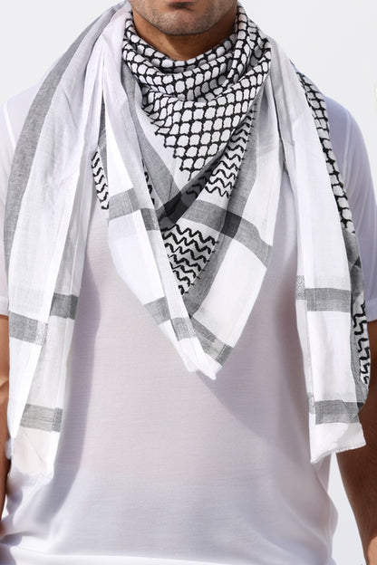KEFFİYEH -ARABISCHER PALÄSTINENSISCHER SCHAL -ARAFAT SCHAL - PLO SCHAL -WÜSTE SCHAL- SHEMAGH SCHAL - SCHWARZ/WEIß - NŞAL0501D1002BLK