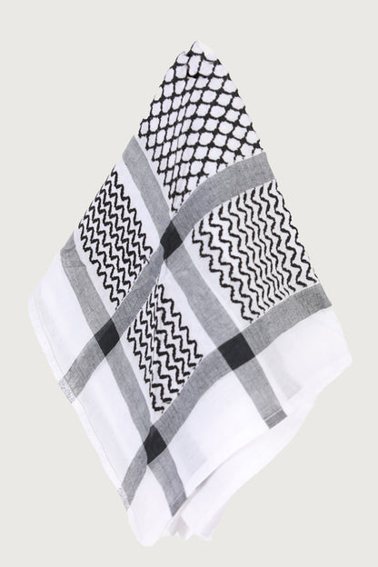 KEFFİYEH -ARABISCHER PALÄSTINENSISCHER SCHAL -ARAFAT SCHAL - PLO SCHAL -WÜSTE SCHAL- SHEMAGH SCHAL - SCHWARZ/WEIß - NŞAL0501D1002BLK