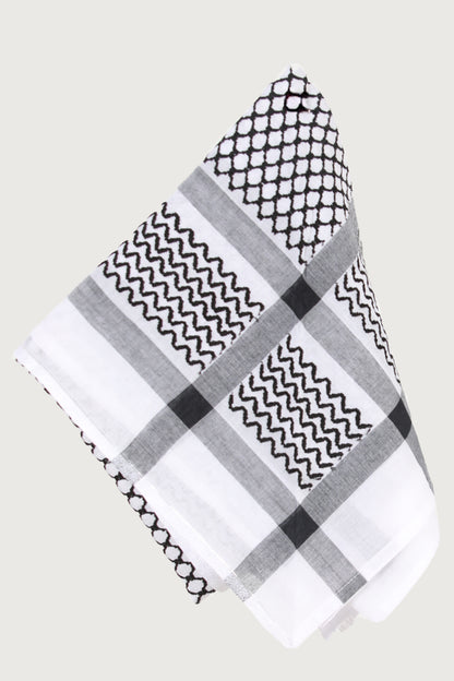 KEFFİYEH -ARABISCHER PALÄSTINENSISCHER SCHAL -ARAFAT SCHAL - PLO SCHAL -WÜSTE SCHAL- SHEMAGH SCHAL - SCHWARZ/WEIß - NŞAL0501D1002BLK