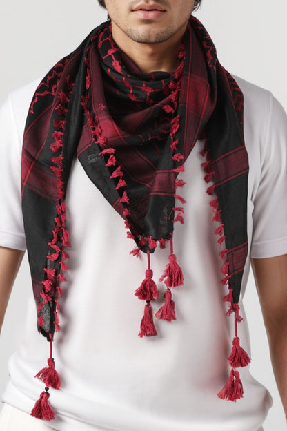 KEFFİYEH -ARABISCHER PALÄSTINENSISCHER SCHAL -ARAFAT SCHAL - PLO SCHAL -WÜSTENSCHAL- SHEMAGH SCHAL - BORDEAUX / SCHWARZ - NŞAL0501D1003BRD