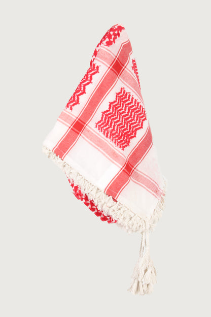 KEFFİYEH -ARAB PALEIS SJAAL -ARAFAT SJAAL - PLO SJAAL -DESERT SJAAL- SHEMAGH SJAAL - ROOD / WIT - NŞAL0501D1001KRZ