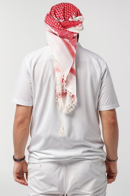 KEFFİYEH -ARAB PALEIS SJAAL -ARAFAT SJAAL - PLO SJAAL -DESERT SJAAL- SHEMAGH SJAAL - ROOD / WIT - NŞAL0501D1001KRZ