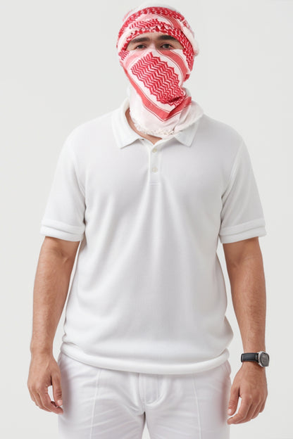 KEFFİYEH -ARAB PALEIS SJAAL -ARAFAT SJAAL - PLO SJAAL -DESERT SJAAL- SHEMAGH SJAAL - ROOD / WIT - NŞAL0501D1001KRZ