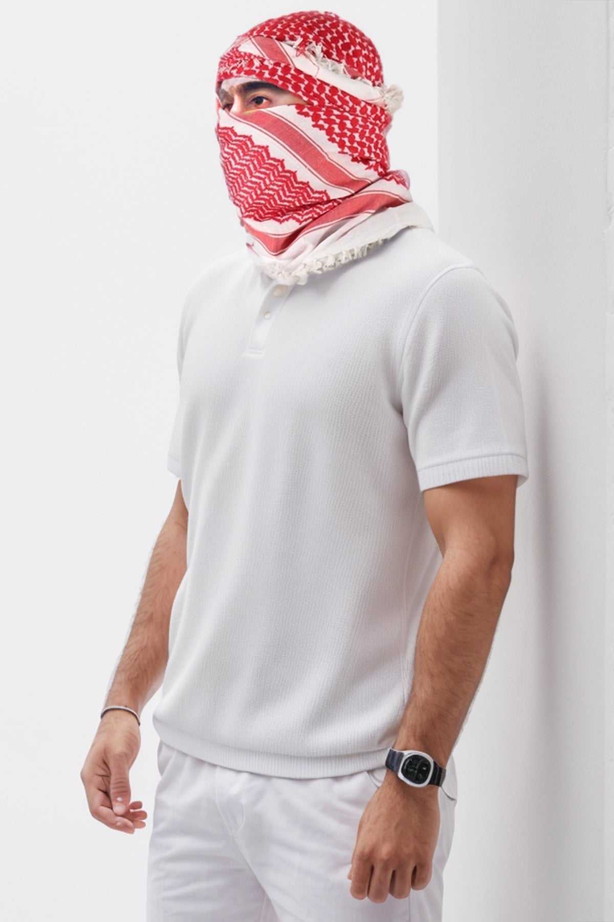 KEFFİYEH -ARAB PALEIS SJAAL -ARAFAT SJAAL - PLO SJAAL -DESERT SJAAL- SHEMAGH SJAAL - ROOD / WIT - NŞAL0501D1001KRZ