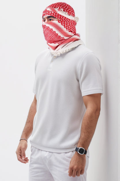 KEFFİYEH -ARAB PALEIS SJAAL -ARAFAT SJAAL - PLO SJAAL -DESERT SJAAL- SHEMAGH SJAAL - ROOD / WIT - NŞAL0501D1001KRZ