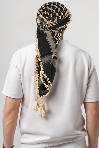 KEFFİYEH -ARABİ PALEIS SJAAL -ARAFAT SJAAL - PLO SJAAL -DESERT SJAAL- SHEMAGH SJAAL - BEİGE / ZWART - NŞAL0501D1003BEJ