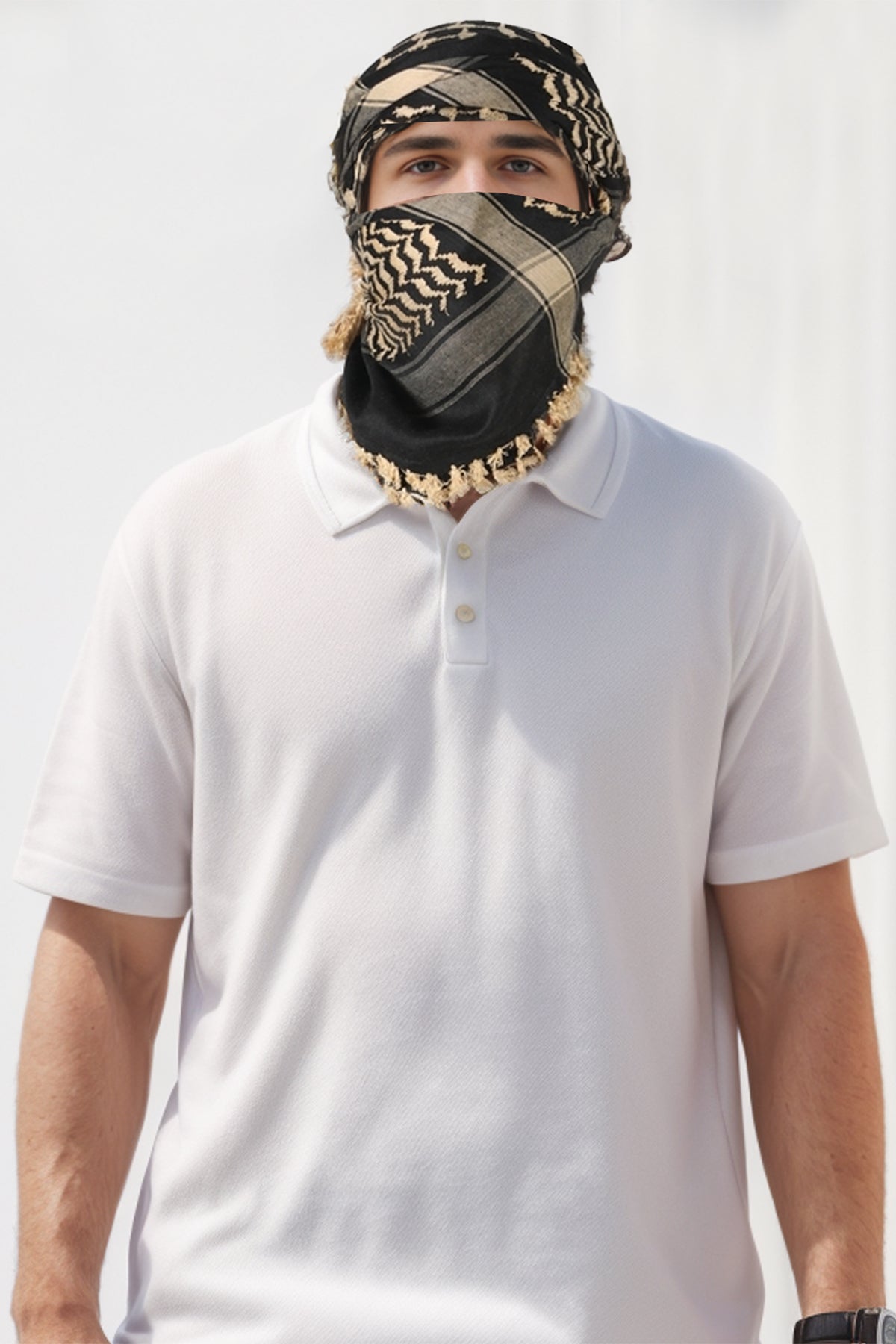 KEFFİYEH -ARABİ PALEIS SJAAL -ARAFAT SJAAL - PLO SJAAL -DESERT SJAAL- SHEMAGH SJAAL - BEİGE / ZWART - NŞAL0501D1003BEJ