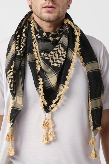 KEFFİYEH -ARABİ PALEIS SJAAL -ARAFAT SJAAL - PLO SJAAL -DESERT SJAAL- SHEMAGH SJAAL - BEİGE / ZWART - NŞAL0501D1003BEJ