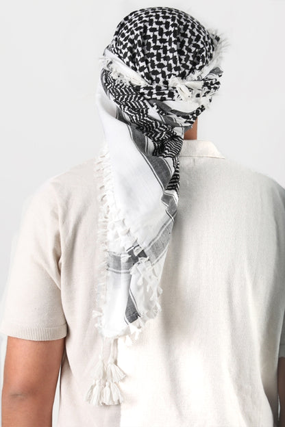 KEFFİYEH -ARABISCHE PALESTIJNSE SJAAL -ARAFAT SJAAL - PLO SJAAL -DESERT SJAAL- SHEMAGH SJAAL - ZWART/WIT - NŞAL0501D1001SYH