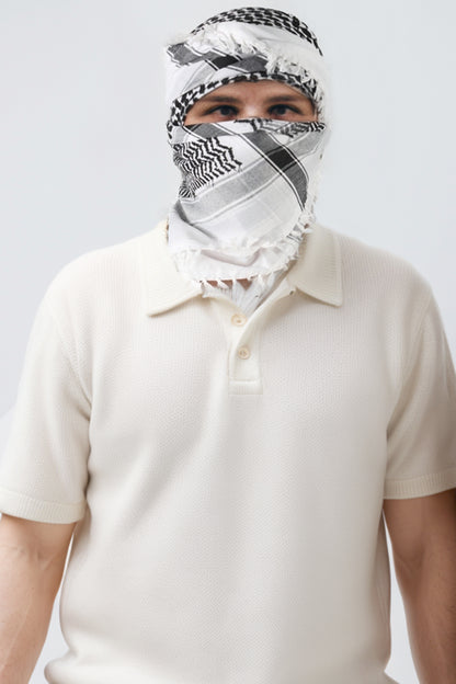 KEFFİYEH -ARABISCHE PALESTIJNSE SJAAL -ARAFAT SJAAL - PLO SJAAL -DESERT SJAAL- SHEMAGH SJAAL - ZWART/WIT - NŞAL0501D1001SYH