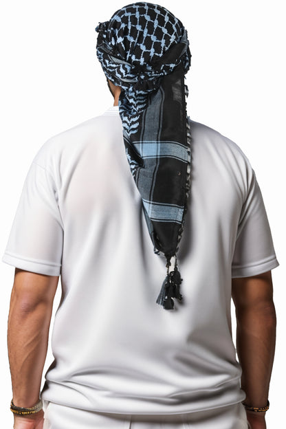 KEFFİYEH -ARAB PALESTIJNSE SJAAL -ARAFAT SJAAL - PLO SJAAL -DESERT SJAAL- SHEMAGH SJAAL - BLAUW / ZWART - NŞAL0501D1003MVİ