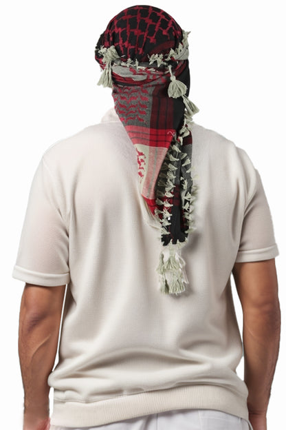 KEFFİYEH -ARABISCHER PALÄSTINENSISCHER SCHAL -ARAFAT SCHAL - PLO SCHAL -WÜSTE SCHAL- SHEMAGH SCHAL - GEMÜSE / ROT / SCHWARZ - NŞAL0501D1003YŞL